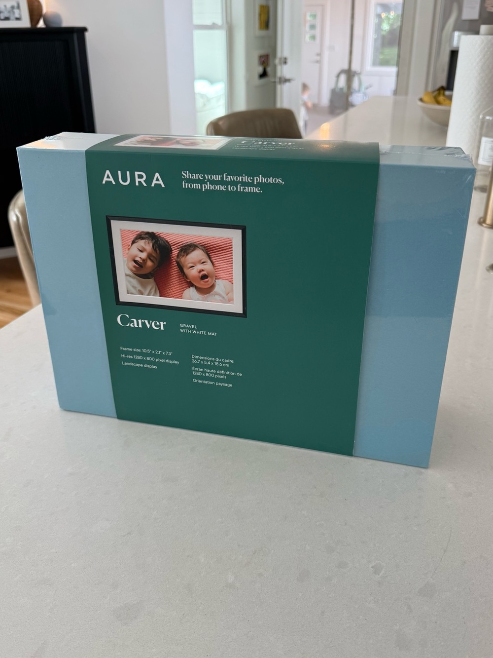 NIB AURA Carver Digital Photo Frame - gravel